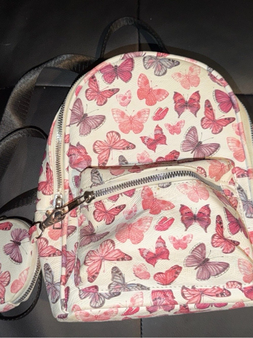 Pink Butterfly Print Mini Backpack